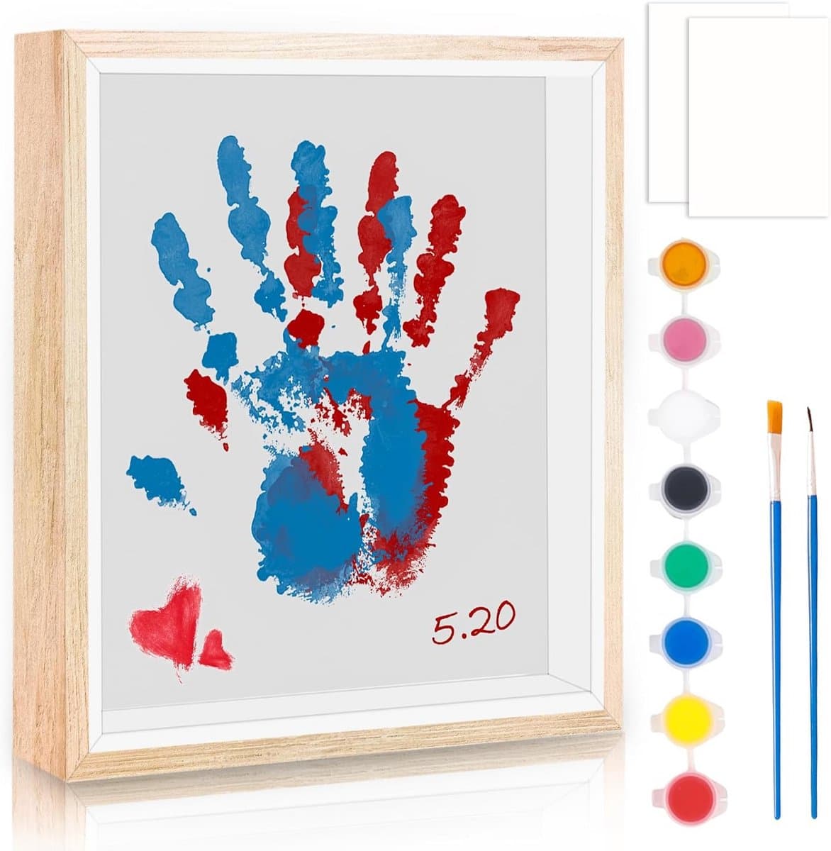 DIY Baby Voetafdruk en Handafdruk Set met Fotolijst en 8 Kleuren Verf — afbeelding 1