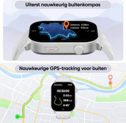 Synyq Axis GPS Smartwatch Dames en Heren - GPS 5 satellieten - Waterdicht - Belfunctie - Stappenteller - Hartslagmeter - Slaapmonitor - Multisport - Geschikt voor Android en iOS - Zilver — thumbnail 3