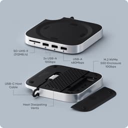Satechi USB-C Stand/hub Mac mini M4 (SSD) – Geschikt voor Mac Mini (2024) – Met ruimte voor SSD geheugen – Met diverse extra poorten voor aansluiten randapparatuur – Grijs — thumbnail 2