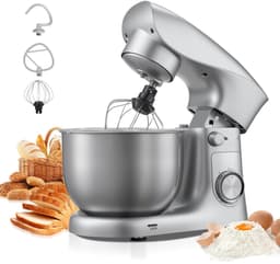 Keukenmachine - Keukenmixer/Deegmixer - Vermogen 1500 W - RVS Kom 4,2 L - 10 Snelheden - Kantelbare Kop - Met Deeghaak, Klopper en Garde — thumbnail 1