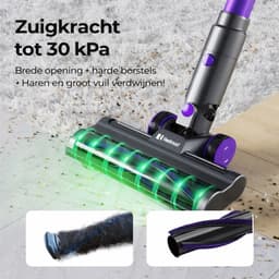 Draadloze Steelstofzuiger – Handstofzuiger – HEPA Filtratie – 30000Pa Zuigkracht – LCD Display - Met accessoires — thumbnail 3