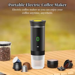 Draadloze Draagbare Espresso Machine - 3-in-1 Oplaadbare Koffiemaker voor Capsules en Poeder - 7500mAh - Geschikt voor Reis, Camping, Auto en Kantoor - Zwart — thumbnail 2