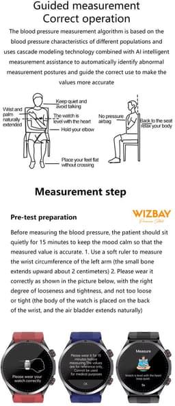 WizBay Premium Select® Smartwatch 1.43 inch AMOLED – Bloeddruk met Luchtpomp - Glucosemeting - ECG EDA Stressmeting Hartslag - Zwart SpO2 Slaapmonitoring – AI Voice - Bluetooth Bellen – Sportmodi – iOS & Android — thumbnail 4