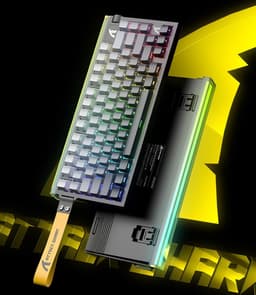 ATTACK SHARK R85HE - Magnetic Switch Wired Gaming Toetsenbord - 79keys - RGB light strip - Decorative Lanyard - Volume knob - PBT Keycaps - 8Khz - 0.005mmRT - 0.08ms - Moonlit Night — thumbnail 2