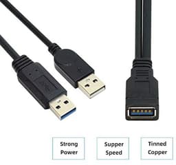 USB 3.0 Vrouwelijk naar Dubbele USB Mannelijke Y-Kabel voor Extra Stroom en Data — thumbnail 4