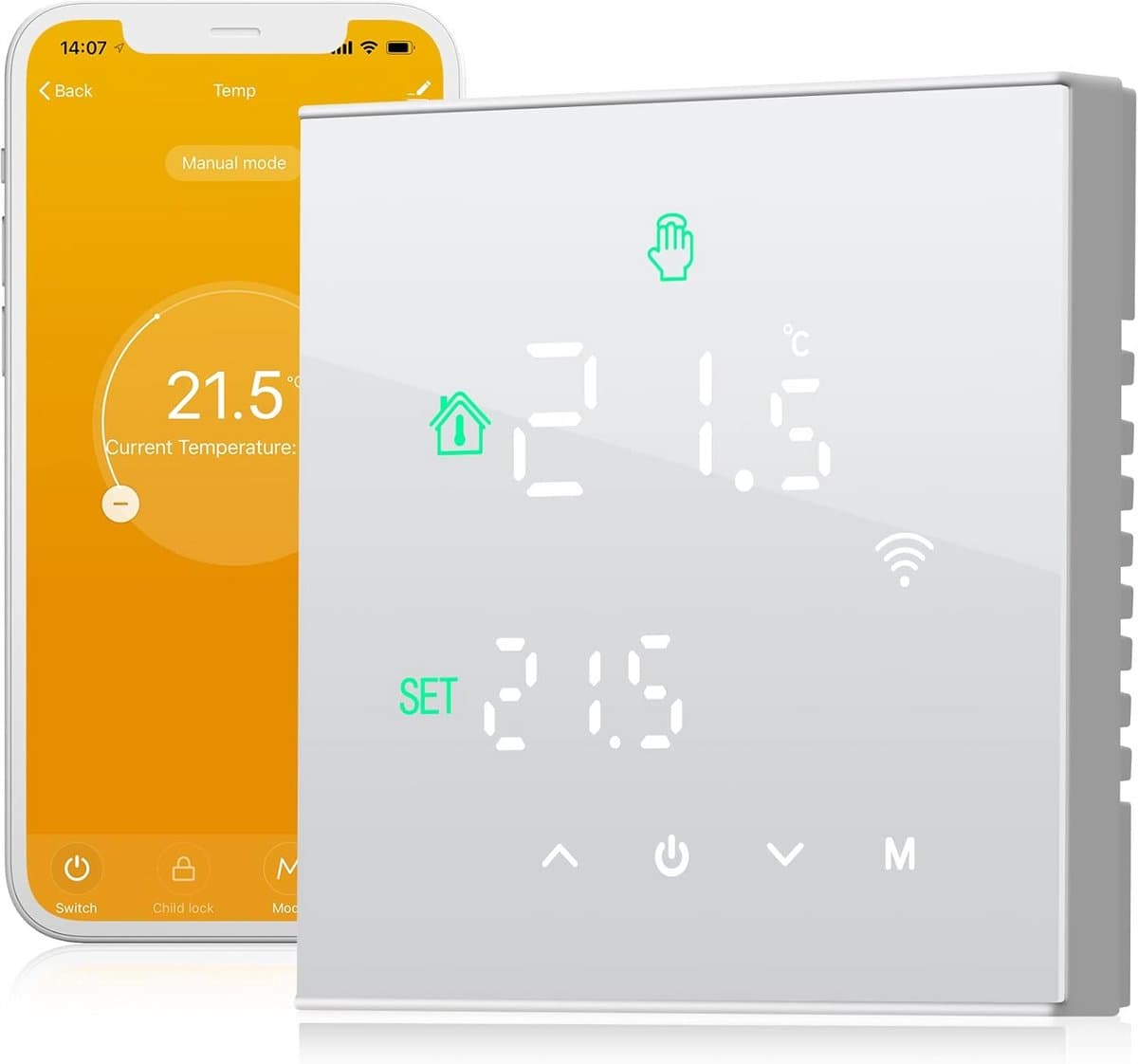 Programmeerbare WiFi Thermostaat Beok Intelligente Tuya APP Water Warmte LCD Touch Screen TGW60W-WIFI-WP - Wit — afbeelding 1