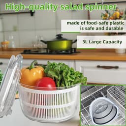 Multifunctionele Saladewasmachine - Keukensaladespinner met Afdruiprek en Vergiet — thumbnail 5