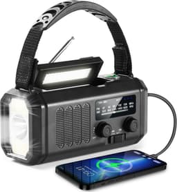 YONO Noodradio Solar Opwindbaar - Batterij Oplaadbaar 10.000mAh - Powerbank Zonneenergie - Draagbare Radio - Zaklamp - Survival Noodpakket — thumbnail 1