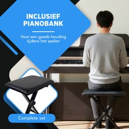 Finesse Digitale Piano - 88 Gewogen Toetsen - met Frame, Pedalen & Kruk - Keyboard Piano - Elektrische Piano - Volwassene & Kind — thumbnail 5
