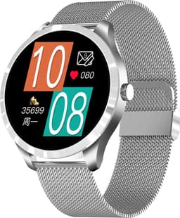 Belesy® Q9 PLUS - Smartwatch Dames – Smartwatch Heren - Horloge - 1.28 inch - Kleurenscherm - Stappenteller - Bloeddruk - Hartslag - 75+ Wijzerplaten – Sporten – Staal - Zilver - Siliconen - Blauw - Kerstcadeau — thumbnail 3
