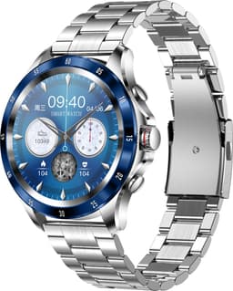 Belesy® XTRA - Smartwatch Heren – Smartwatch Dames - Horloge – Stappenteller – Calorieën - Hartslag – Bel functie - Je eigen foto als wijzerplaat - Kleurenscherm - Full Touch – Blauw - Milanees - Zilver - Moederdag — thumbnail 1
