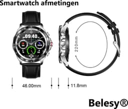 Belesy® XTRA - Smartwatch Heren – Smartwatch Dames - Horloge – Stappenteller – Calorieën - Hartslag – Bel functie - Je eigen foto als wijzerplaat - Kleurenscherm - Full Touch – Blauw - Milanees - Zilver - Moederdag — thumbnail 3