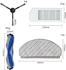 onderhoudsset robotstofzuiger - 16 stuks - Geschikt voor ECOVACS DEEBOT N20 - N20 PLUS - N20 PRO PLUS - Vervangingsset - met Wasbare Natte Dweilpads, rolborstel, Zijborstels, hepa filter — thumbnail 2