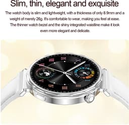 Knobbout 1.6” Scherm Elegant Design Smartwatch met Bluetooth Bellen – AI Spraakassistent - Muziekbediening - Vrouwelijke Gezondheidszorg - Sporttracking- Multifuntioneel Horloge - silicone band — thumbnail 5