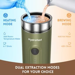 Hydrofast PO-100 draagbare espressomachine, 20 bar druk, 9600 mAh batterij, 2-in-1 capsule & gemalen koffie, draadloze verwarming, compact reisontwerp — thumbnail 3