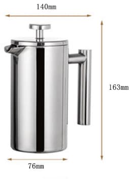 350ML roestvrijstalen French Press koffiezetapparaat - Hoogwaardig French Press koffiezetapparaat - met drievoudig roestvrijstalen filter - Snel koffiezetapparaat - Geschikt voor thuis, op reis, op de camping (zilver) — thumbnail 4