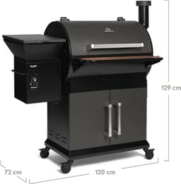 Pelletroker BURNHARD® Constante Hitte, 24u Roken, 70-230°C, 9kg Pelletkamer, Roestvrijstalen Roosters, Opklapbare Voortafel, Onderkast, UV-hoes – FLINT — thumbnail 3