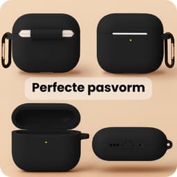 Hoesje - Geschikt voor Apple Airpods Pro 3 - met Clip - Siliconen Hoes - Silicone Case Cover - Zwart — thumbnail 3