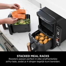 Ninja Double Stack XL Airfryer (SL400EUCP) – 9,5L – Verticale Airfryer met 2 Lades & 4 Bereidingsniveaus – Ruimtebesparend – 6 Functies – Incl. Tang – 8 Porties — thumbnail 3