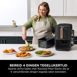 Ninja Double Stack XL Airfryer (SL400EUCP) – 9,5L – Verticale Airfryer met 2 Lades & 4 Bereidingsniveaus – Ruimtebesparend – 6 Functies – Incl. Tang – 8 Porties — thumbnail 4