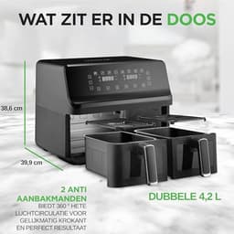 Dubbele Mand Luchtfriteuse 8.8 QT | Gezinsformaat Olievrije Friteuse met 360° Heet Lucht Technologie | 9 Voorgeprogrammeerde Kookopties — thumbnail 5