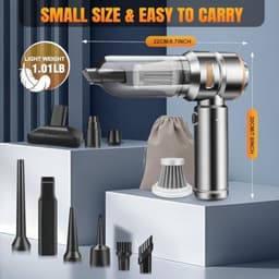 Mini Auto Stofzuiger 20000PA 4-in-1 Snoerloze Handheld Stofzuiger met Brushless Motor, Ingebouwde 6000mAh Batterij, Type C Opladen, Air Duster & Air Blower & Pomp voor Auto, Kantoor en Huis — thumbnail 2