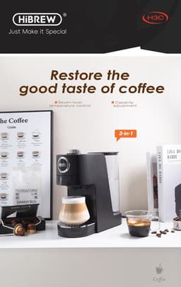 HiBREW H3C 3-in-1 capsule-koffiezetapparaat, 20 bar pomp, warme/koude koffie, 7 temperatuurregelaars, 1,4 l watertank, voor DG/NS-capsules en gemalen koffie - zwart — thumbnail 4