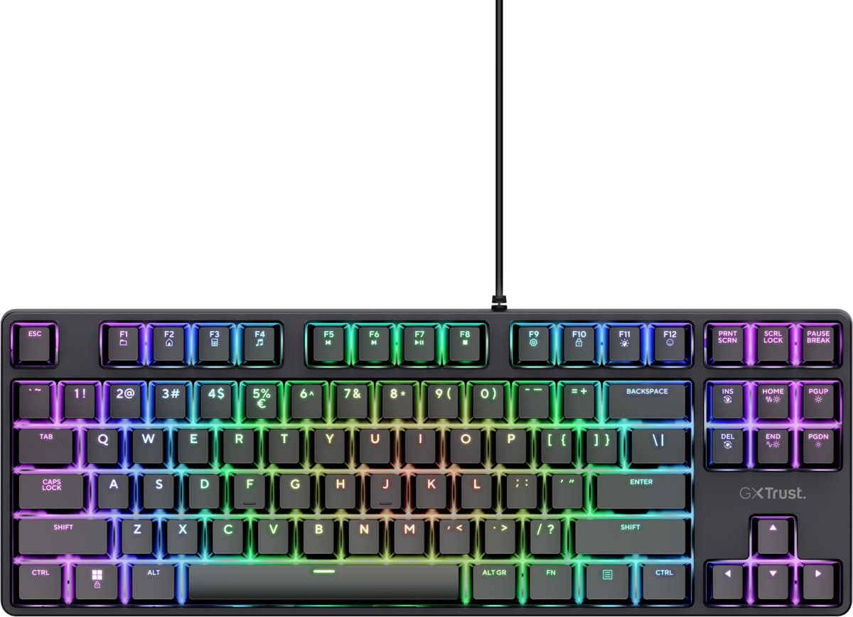 Trust GXT 864 Cada - Gaming Toetsenbord - Mechanisch met Tactiele Huano Brown Switches - TKL - RGB - Bedraad - PC/PS5 - QWERTY US - Zwart — afbeelding 1