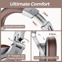 OneOdio Fusion A70 Zilver/Bruin – Draadloze Over-Ear Koptelefoon – DJ & Studio – Hi-Res Audio — thumbnail 4