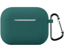 Coverup Hoesje - Geschikt voor AirPods Pro 3 Hoesje - Coverup Siliconen AirPods Case met Sleutelhanger - Donkergroen