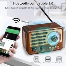 Bluetooth luidspreker - bluetooth luidspreker draagbaar - Retro Radio Vintage Bluetooth-luidspreker — thumbnail 2