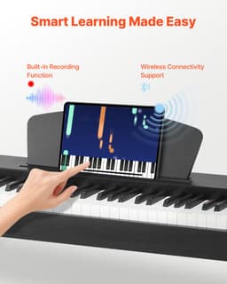 VEVOR Gewogen Digitale Piano, 88 Toetsen Volledig Gewogen, Elektrische Piano met Dubbel Klavier En Luidsprekers, Muziekstandaard, Sustainpedaal, Opnamefunctie, 280 Toetsen, Draadloze Verbinding, voor Beginners, Zwart — thumbnail 4
