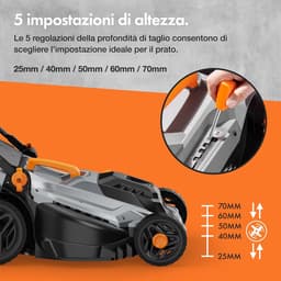Elektrische Grasmaaier 1600W - Tuinonderhoud met Inklapbaar Stuur en 5 Hoogte-instellingen — thumbnail 5