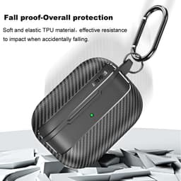 Telestore - Hoesje geschikte voor AirPods Pro 3 - TPU carbon zwart hoesje Beschermhoes - Shockproof AirPods Pro 3 Cover - AirPods Pro 3 Hoesje - Geschikt voor Apple Airpods Pro 3 - zwart - carbon TPU cover — thumbnail 2
