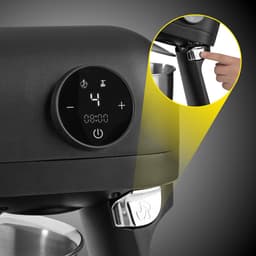 N8WERK Midnight Edition Keukenmachine, garde, kneedhaak en roerhaak, spatbescherming met vulopening, roestvrijstalen kom van 5 liter, 6 snelheden, 1200 watt, digitaal display — thumbnail 2