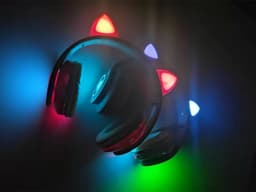 Kinder Koptelefoon - Hoofdtelefoon - Draadloos - Bluetooth - Kattenoortjes - LED - Zwart — thumbnail 2