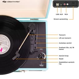 Denver Platenspeler - Ingebouwde Speakers - Incl. PC Software - Auto-stop - Retro - VPL120 - Blauw — thumbnail 3