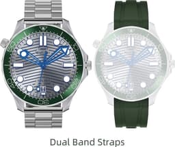 Pro Care Excellent Quality® Smartwatch 1.52 inch Dames Heren - Smartwatches - Bellen - AI Talk - O2 - Bloeddrukmeter - Hartslag - Wireless Laden - Message - Multisport - Slaapmeter - Alu Zilveren Case - RVS Zilveren Band - Gratis TPU Band Groen — thumbnail 1