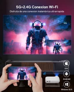 Yoton Y7 Beamer - Native 1080P - 9000 Lumen - 200" Projectie -5G Wifi en Bluetooth - Mini Beamer met Draagtas - Wit — thumbnail 5