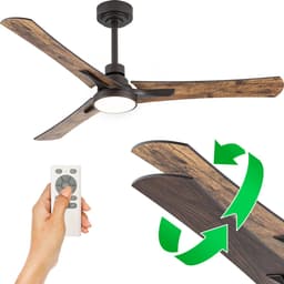 Goedewaere Plafondventilator - Met Afstandsbediening - Bruin - 2 Kleuren Bladen - Met lamp - Fluisterstil - Timer - Ideaal voor slaapkamer - Ventilator plafond - Verlichting - Plafondlamp — thumbnail 1