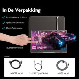 IPS Portable Game Monitor - Touchscreen - Beeldscherm 15.6 Inch - HDMI & USB-C - Full HD - Computerscherm - Draagbare Monitor — thumbnail 2