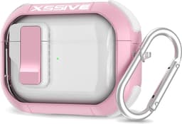 Schokbestendig Hoesje - Geschikt voor Apple AirPods 4 - Hardcase Met Sleutelhanger - Transparant & Roze — thumbnail 1
