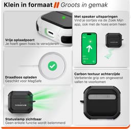 Schokbestendig Hoesje - Geschikt voor Apple AirPods 4 - Hardcase Met Sleutelhanger - Zwart — thumbnail 2