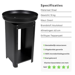 Cheqo® BBQ Vuurkorf - Teppanyaki Grillplaat - Buiten Koken - Stijlvol Design - Barbecue - Vuurkorf - Inclusief EBOOK — thumbnail 4