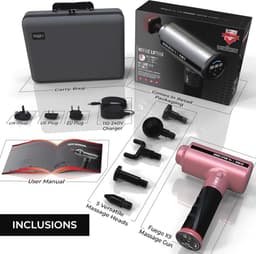 Verwarmd percussie massagepistool met 5 hoofden voor spierherstel en verlichting - Roze — thumbnail 5