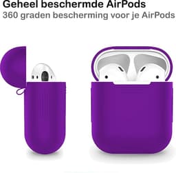 Hoesje - Geschikt voor Apple Airpods 2 - Siliconen Hoes met Clip - Silicone Case Cover - Paars — thumbnail 5