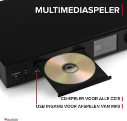 Audizio Bolzano Internetradio met DAB+ en FM - Met CD speler, Bluetooth en Spotify Connect - Zwart — thumbnail 4