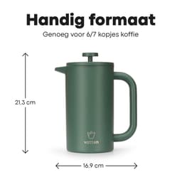 Vatten® Premium RVS French Press - Donkergroen - 1 Liter - Dubbelwandige Koffiemaker - Cafetière — thumbnail 2