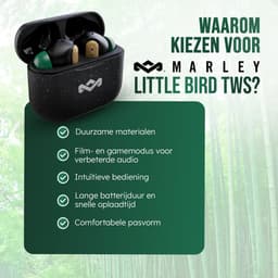 House of Marley Little Bird Draadloze Oordopjes - Bluetooth Oortjes Draadloos - 24 uur Batterijduur - Eco Friendly Design - Quickcharge - Touchbediening - Zwart — thumbnail 5