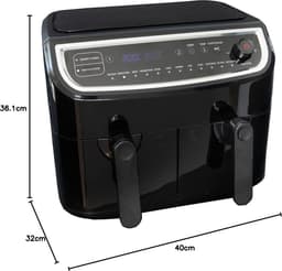 Equivera Dubbele Airfryer - Dubbele Mand - Dual Cook - Heteluchtfriteuse - Verschillende Programma's - Dual Zone - Mega — thumbnail 2